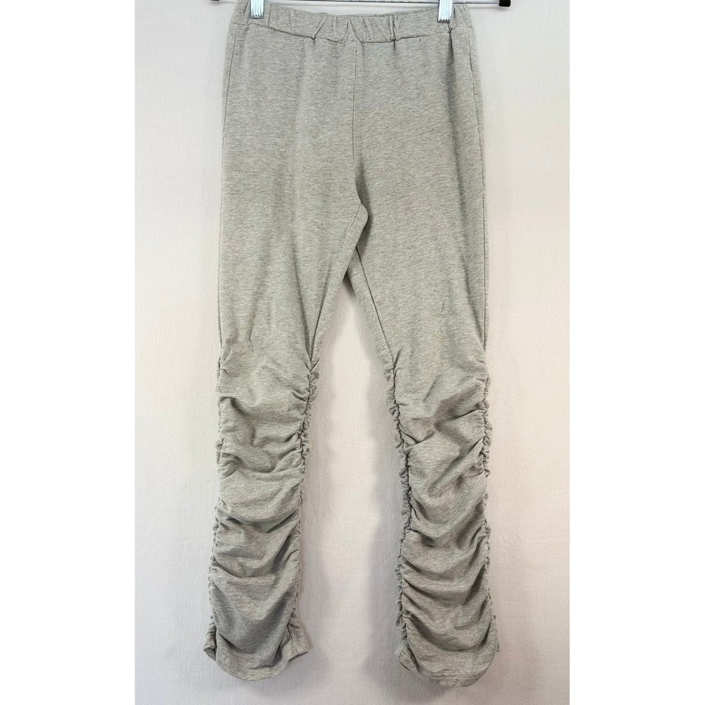 SHEIN Petite Gray Ruched Stacked Sweatpants Joggers Cotton Size S
